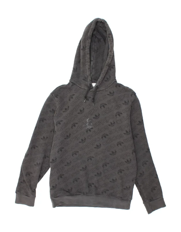 ADIDAS Mens Graphic Hoodie Jumper XS Grey Cotton