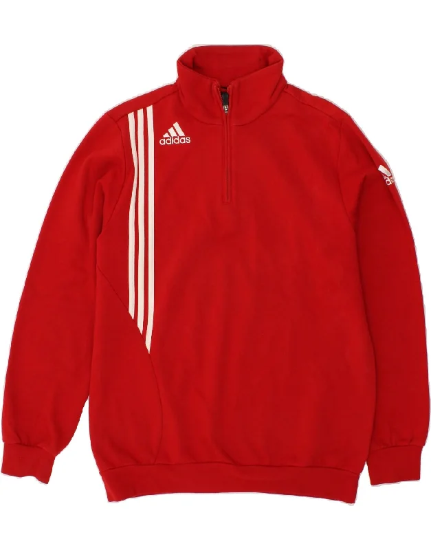 ADIDAS Mens Zip Neck Sweatshirt Jumper UK 40/42 Medium Red Cotton