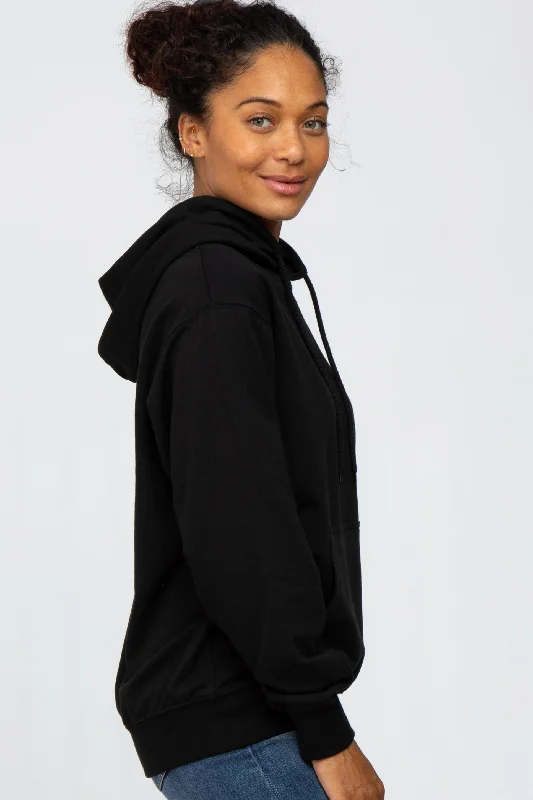 Black Basic Hooded Sweatshirt