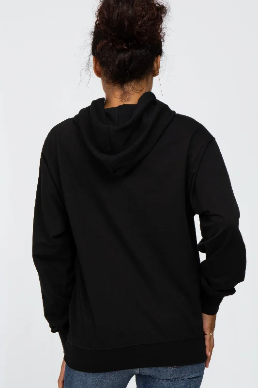 Black Basic Hooded Sweatshirt