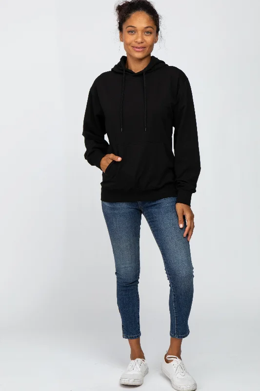 Black Basic Hooded Sweatshirt