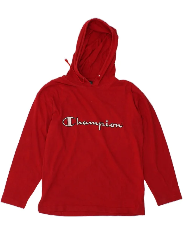 CHAMPION Mens Graphic Hoodie Jumper Small Red Cotton