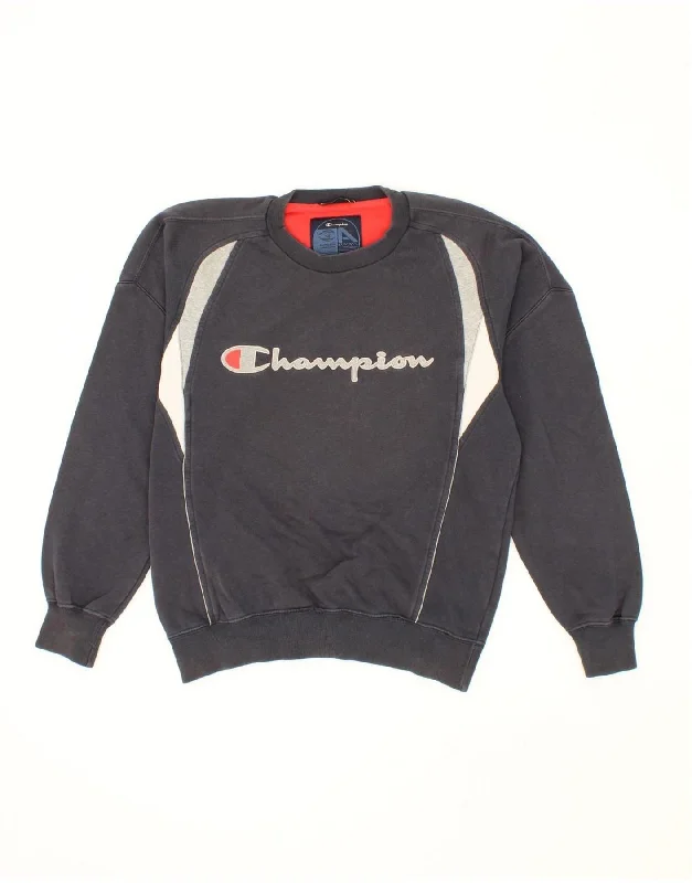 CHAMPION Mens Graphic Sweatshirt Jumper Small Navy Blue Cotton