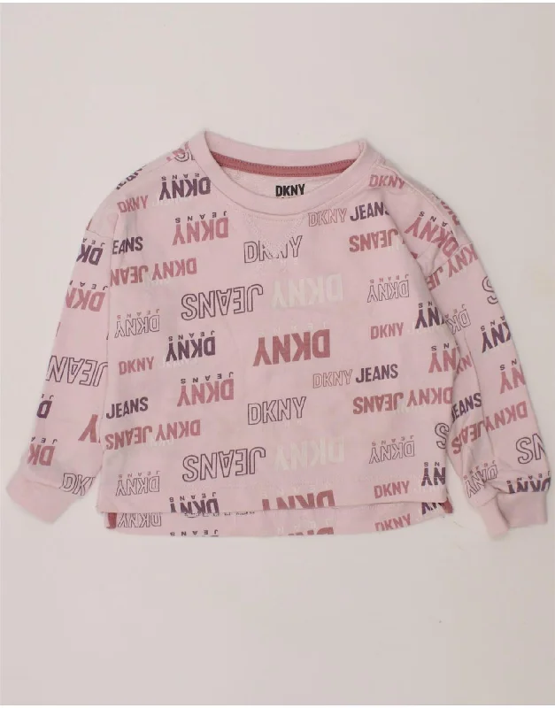 DKNY Baby Girls Graphic Sweatshirt Jumper 12-18 Months Pink Cotton