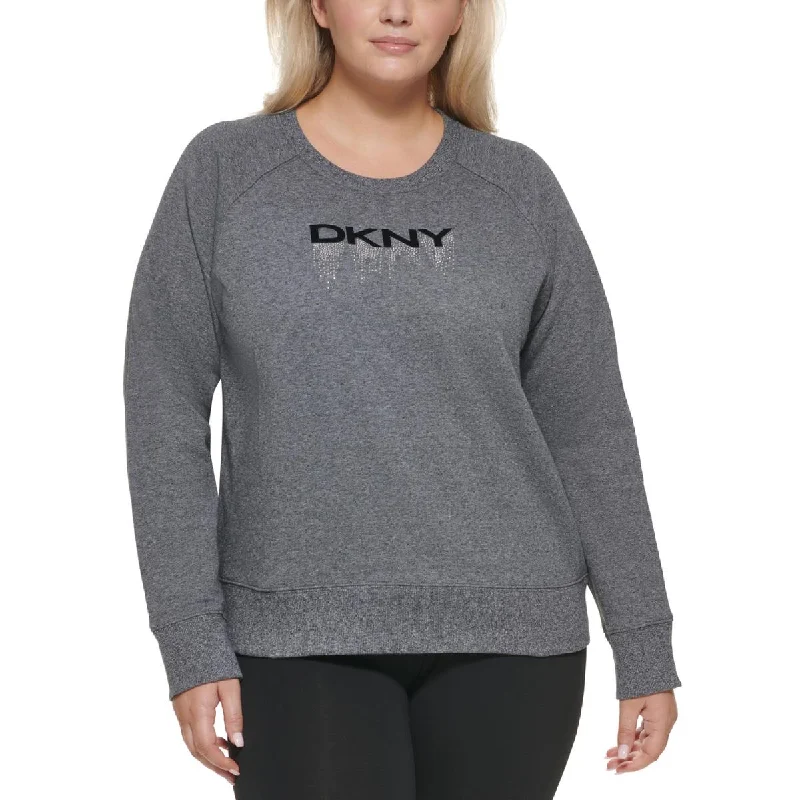 DKNY Sport Womens Plus Fleece Embellished Sweatshirt