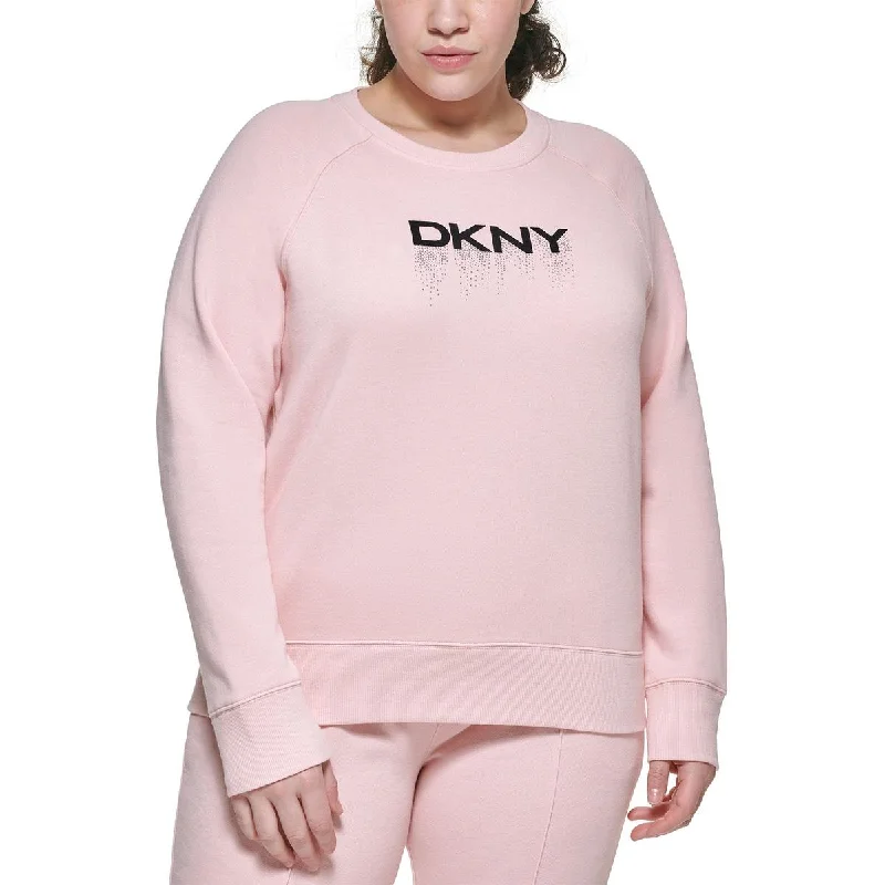 DKNY Sport Womens Plus Heathered Logo Sweatshirt