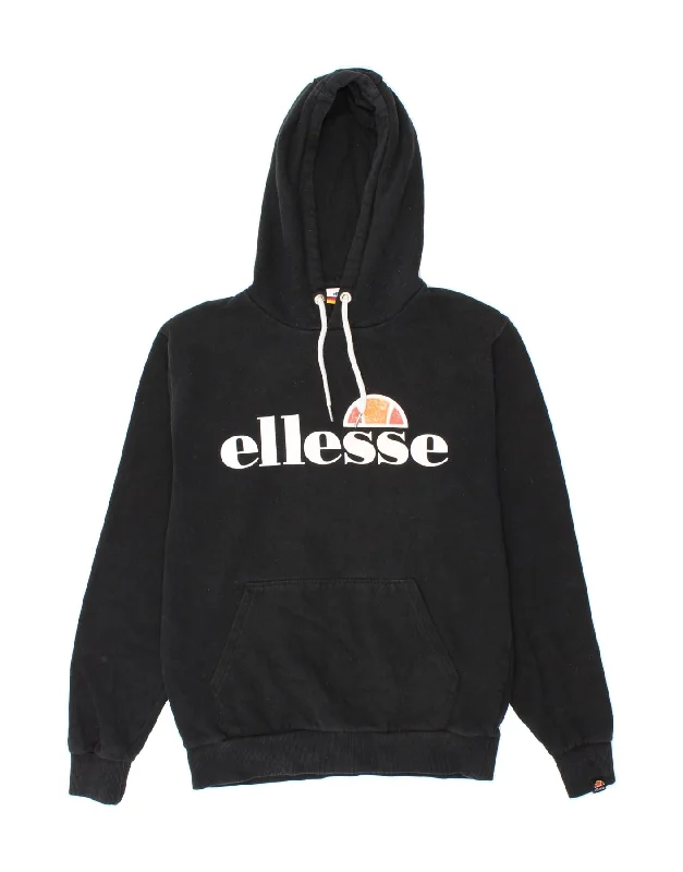 ELLESSE Mens Graphic Hoodie Jumper Medium Black Cotton