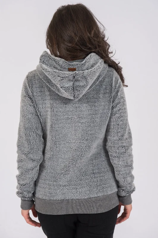 Fay Sherpa Dark Heather Grey Snap-Neck Hoodie