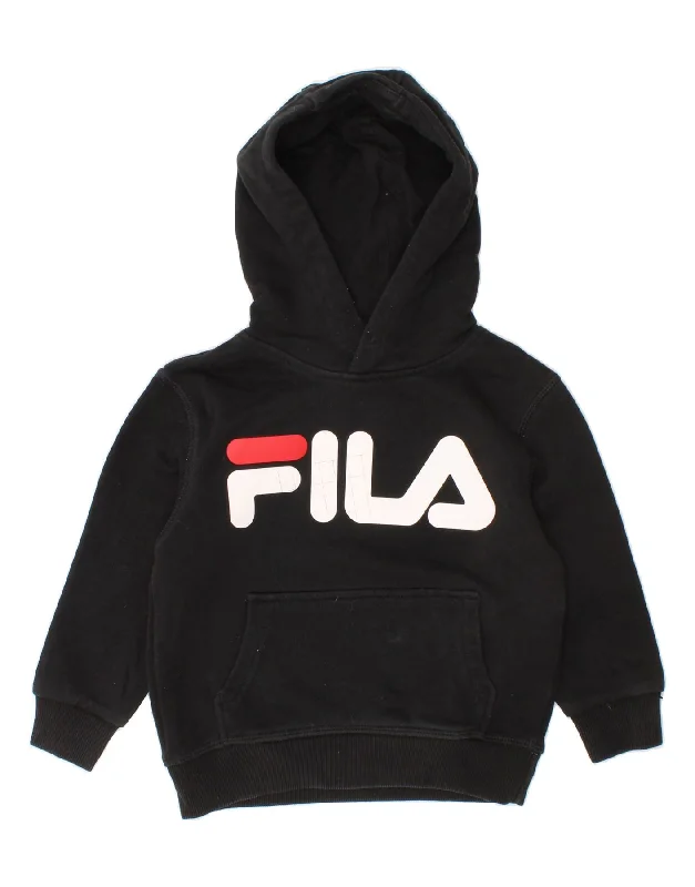 FILA Baby Boys Graphic Hoodie Jumper 18-24 Months Black Cotton