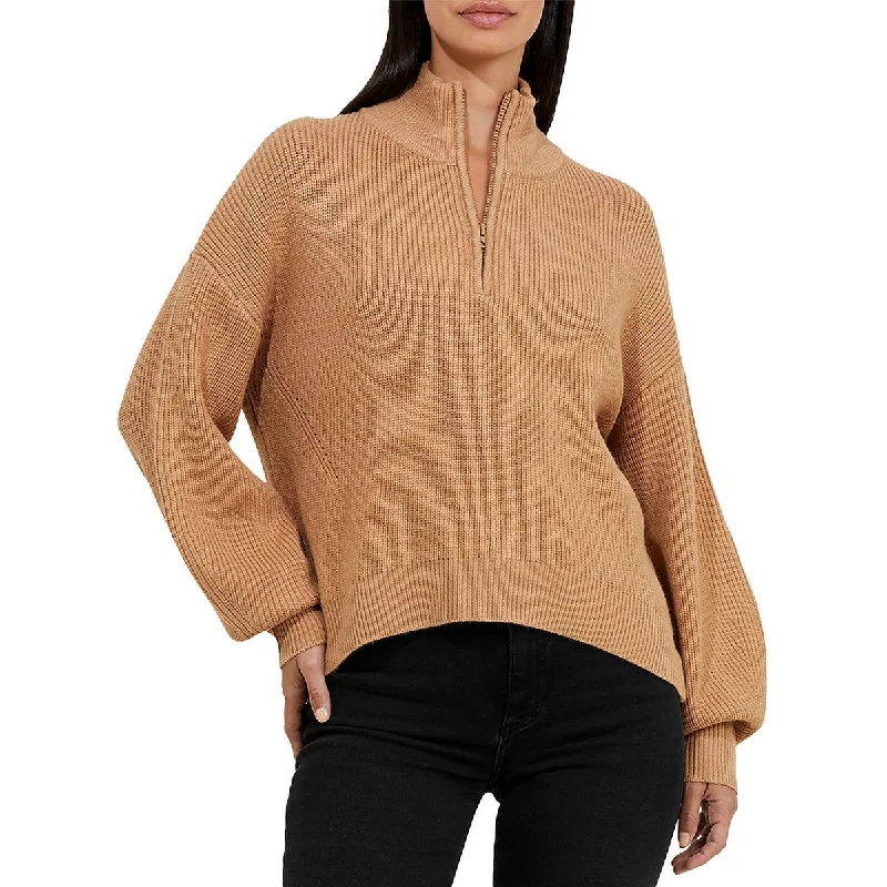 French Connection Womens Knit Mock Neck 3/4 Zip Pullover