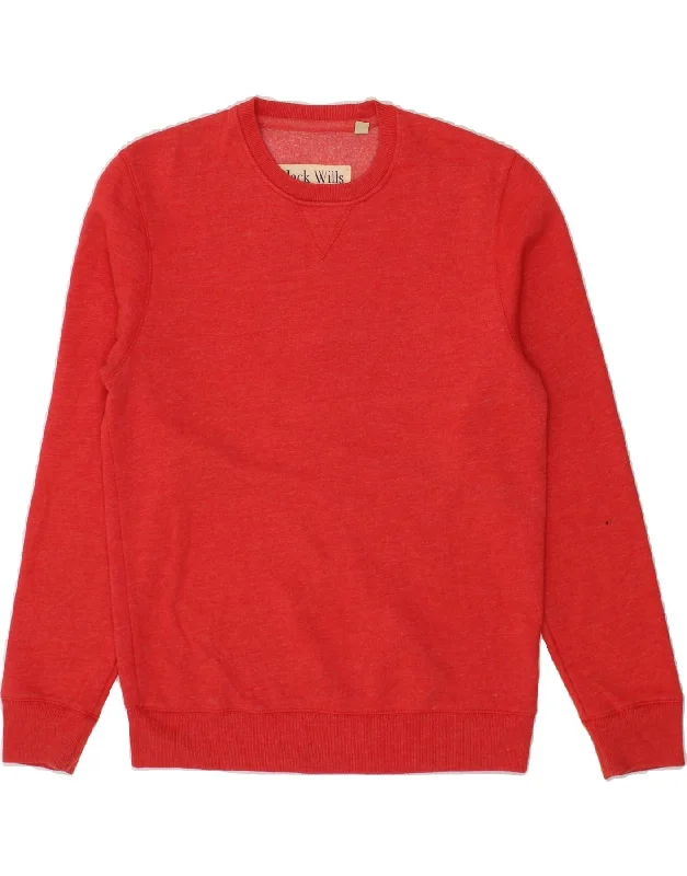 JACK WILLS Mens Graphic Sweatshirt Jumper Medium Red Cotton