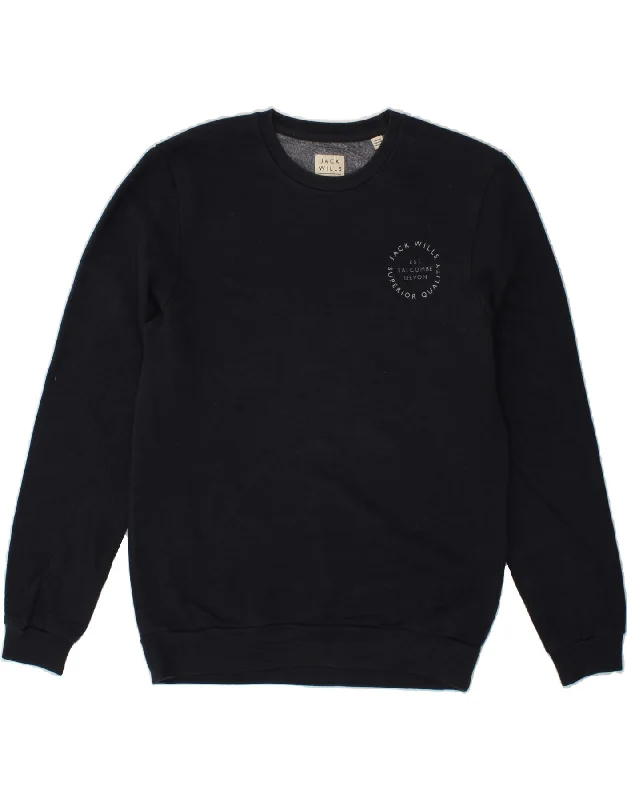 JACK WILLS Mens Sweatshirt Jumper Small Navy Blue Cotton