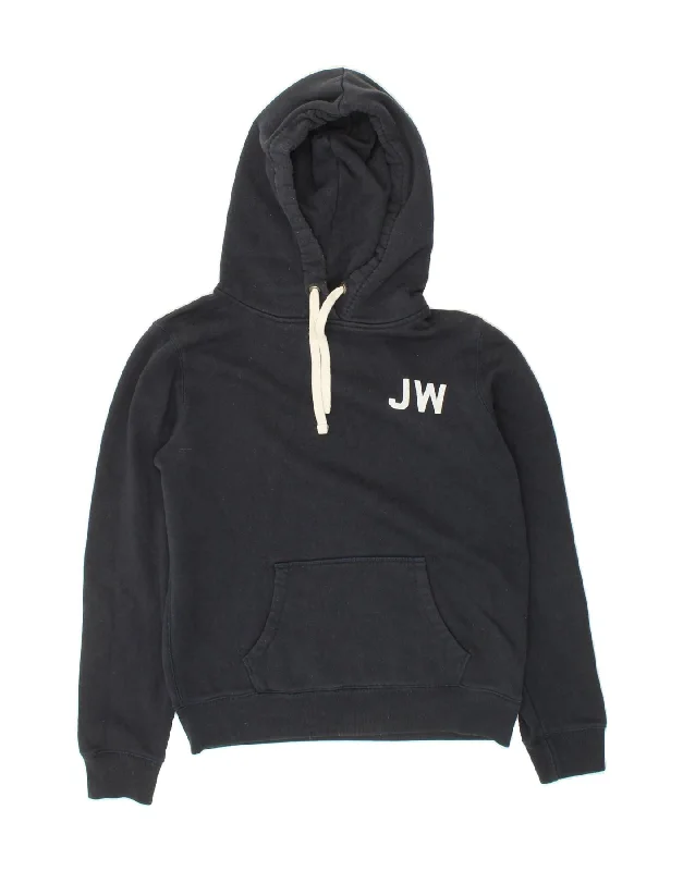 JACK WILLS Womens Graphic Hoodie Jumper UK 12 Medium Navy Blue Cotton