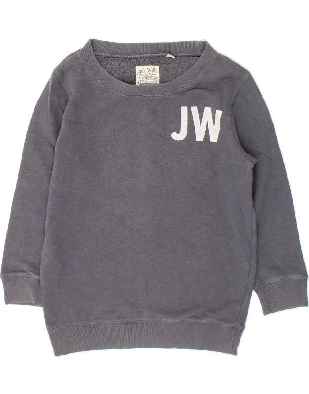 JACK WILLS Womens Loose Fit Graphic Sweatshirt Jumper UK 8 Small Navy Blue