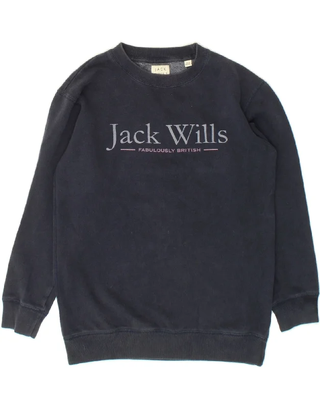 JACK WILLS Womens Oversized Graphic Sweatshirt Jumper UK 8 Small  Blue