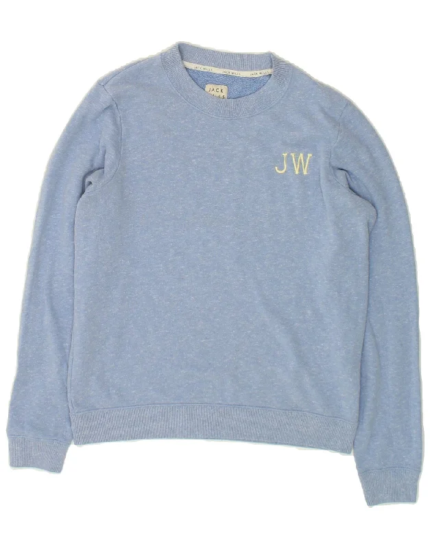 JACK WILLS Womens Sweatshirt Jumper UK 12 Medium Blue Flecked Cotton