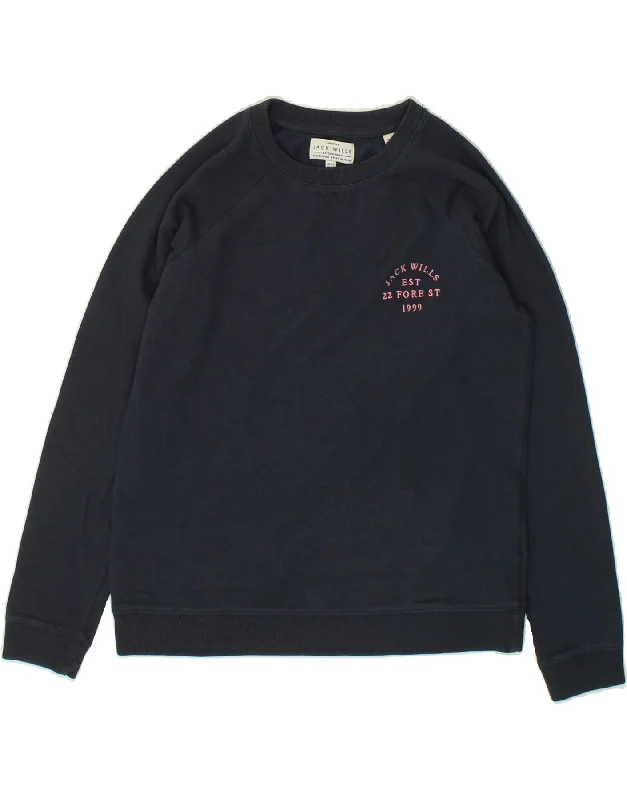 JACK WILLS Womens Sweatshirt Jumper UK 14 Large Navy Blue Cotton