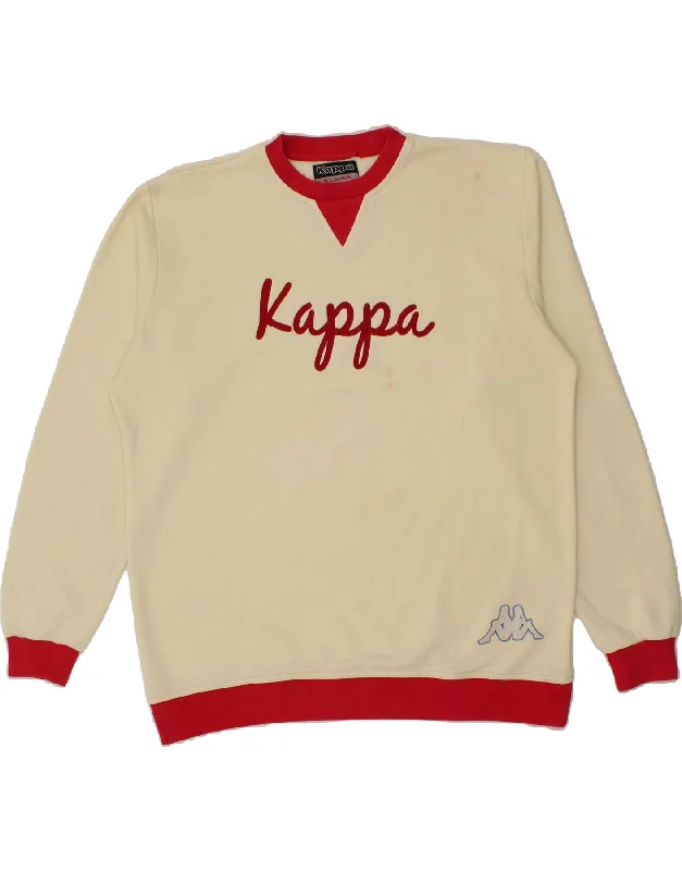 KAPPA Mens Graphic Sweatshirt Jumper XL Off White Cotton