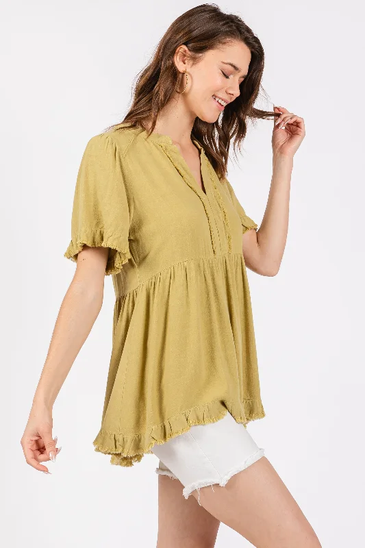 Light Olive Short Sleeve Top