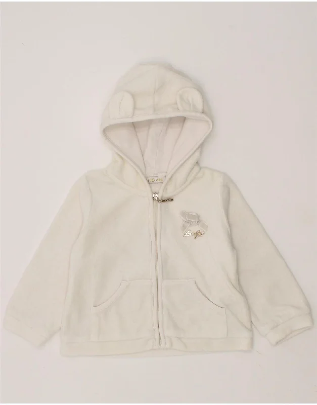 LIU JO Baby Girls Zip Hoodie Sweater 6-9 Months White Cotton