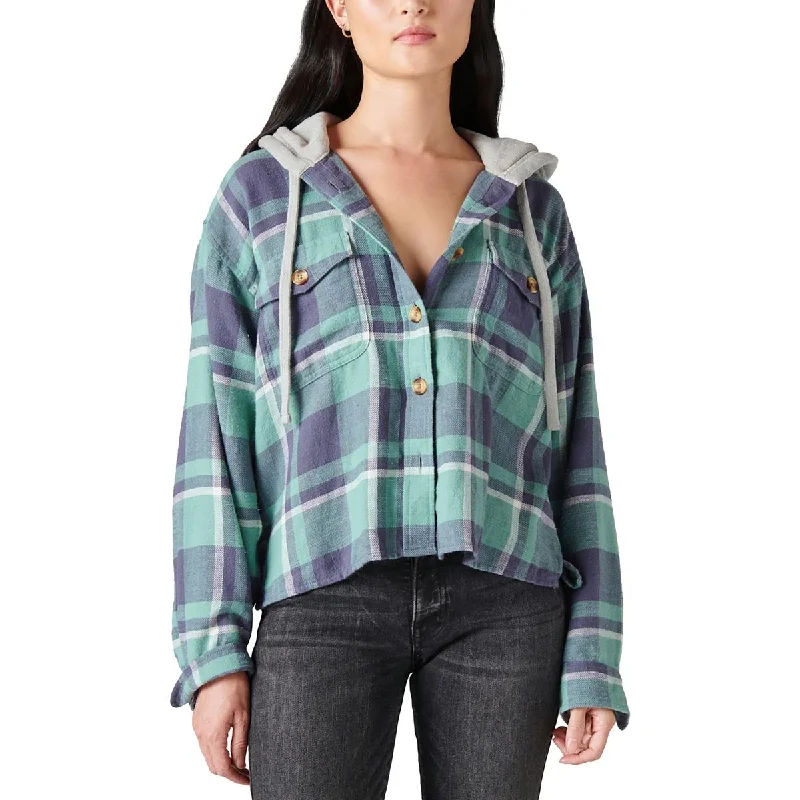 Lucky Brand Womens Button Down Long Sleeves Zip Hoodie