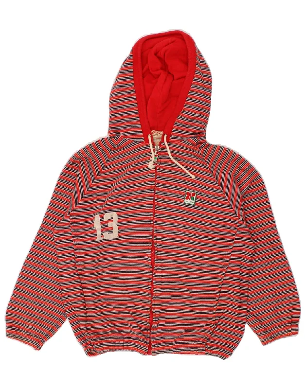 MEC SPORT Womens Graphic Zip Hoodie Sweater IT 46 Large Red Striped Cotton