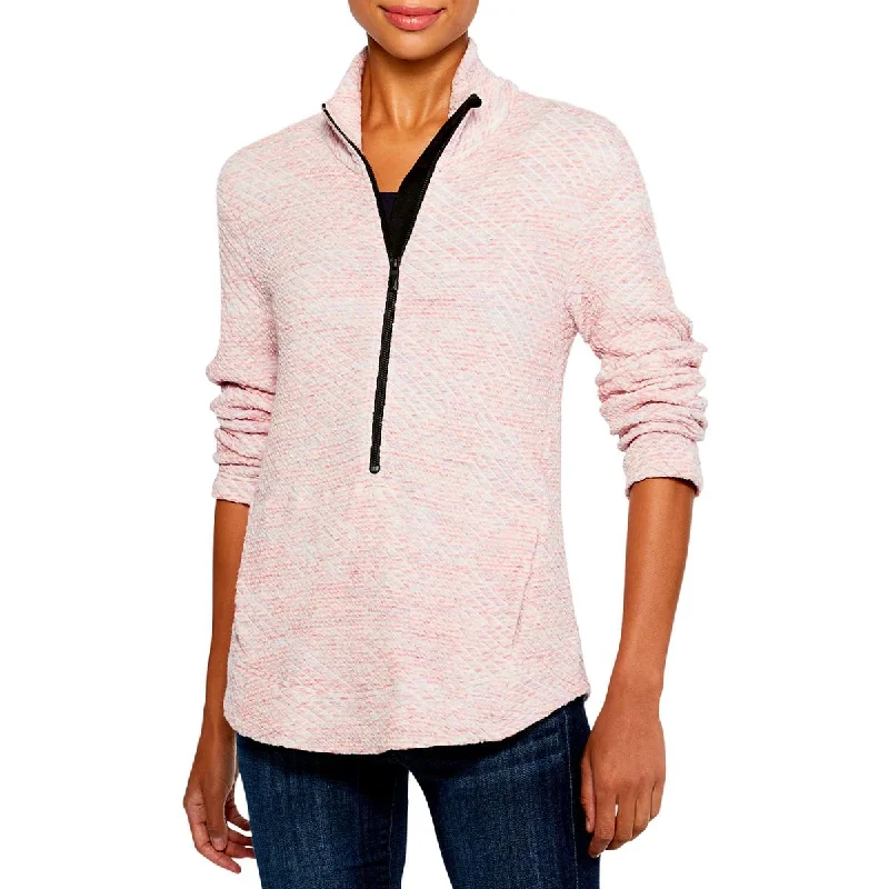 Nic + Zoe Womens Zip It Up Spacedye Printed Textured 3/4 Zip Pullover