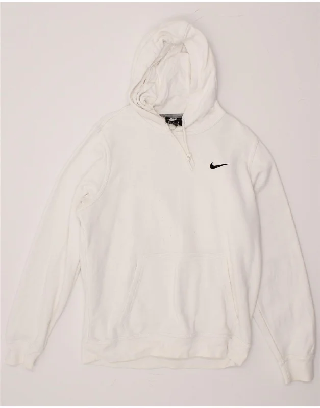 NIKE Mens Hoodie Jumper Medium White Cotton