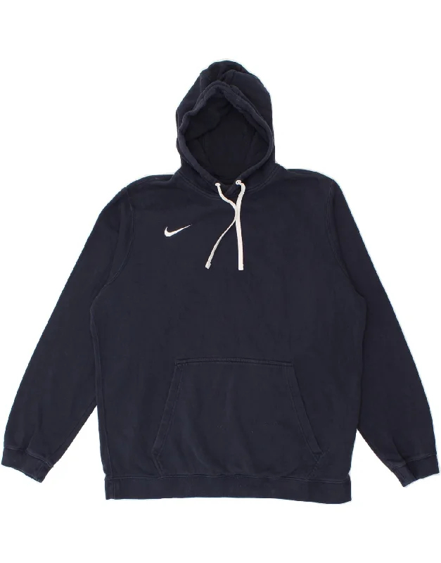 NIKE Mens Tall Hoodie Jumper XL Navy Blue Cotton