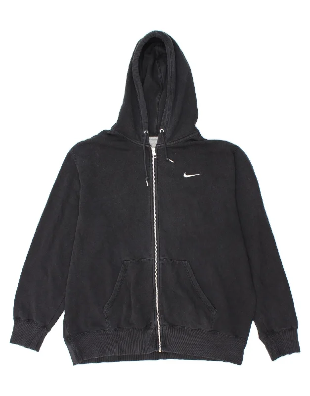 NIKE Mens Tall Zip Hoodie Sweater 2XL Black Cotton