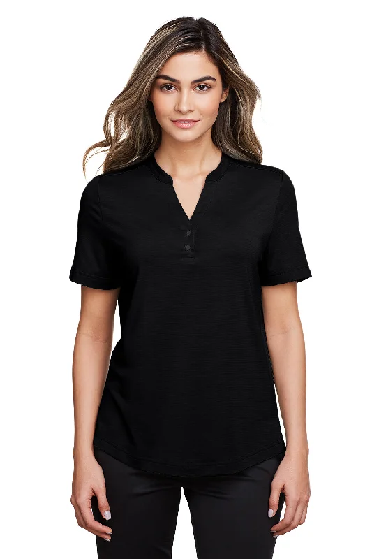 North End Womens Jaq Performance Moisture Wicking Short Sleeve Polo Shirt - Black