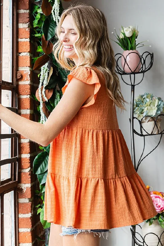 Orange Tiered Tunic Top