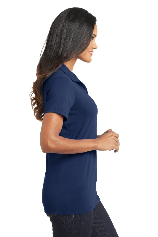 Port Authority Womens Cotton Touch Performance Moisture Wicking Short Sleeve Polo Shirt - Estate Blue