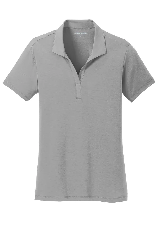 Port Authority Womens Cotton Touch Performance Moisture Wicking Short Sleeve Polo Shirt - Frost Grey