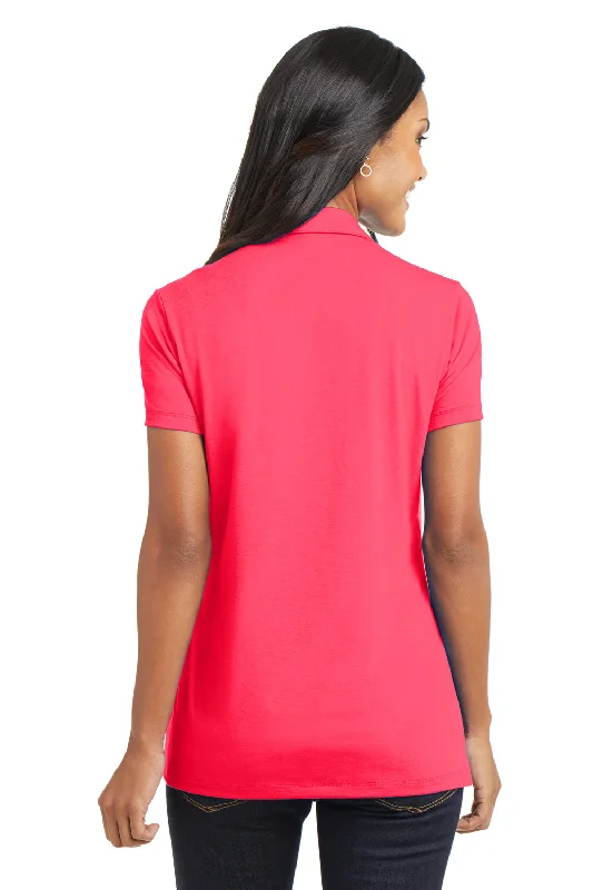 Port Authority Womens Cotton Touch Performance Moisture Wicking Short Sleeve Polo Shirt - Hot Coral Pink