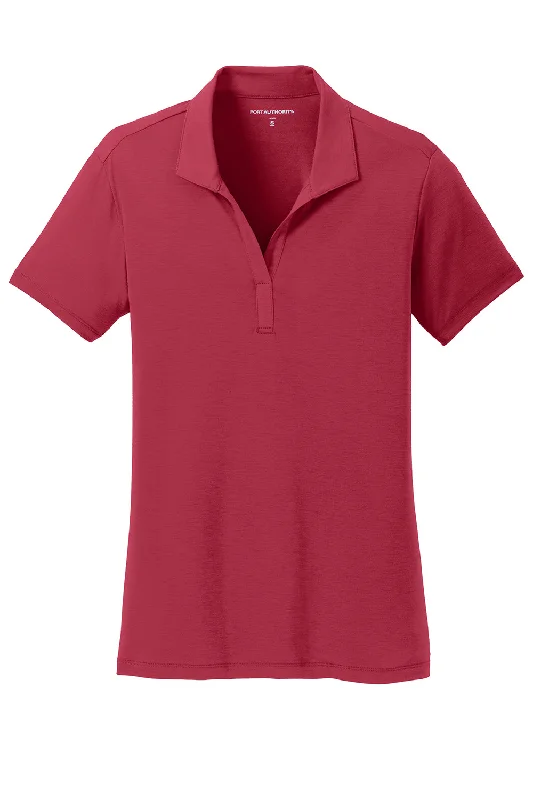 Port Authority Womens Cotton Touch Performance Moisture Wicking Short Sleeve Polo Shirt - Chili Red