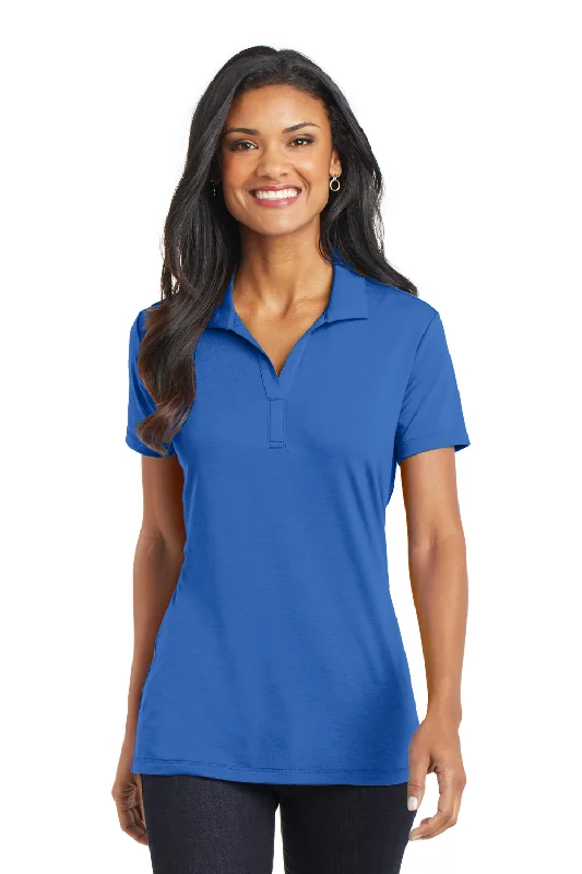 Port Authority Womens Cotton Touch Performance Moisture Wicking Short Sleeve Polo Shirt - Strong Blue