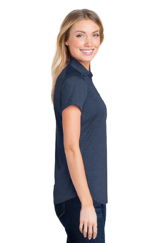 Port Authority Womens Digi Heather Performance Moisture Wicking Short Sleeve Polo Shirt - Dress Navy Blue