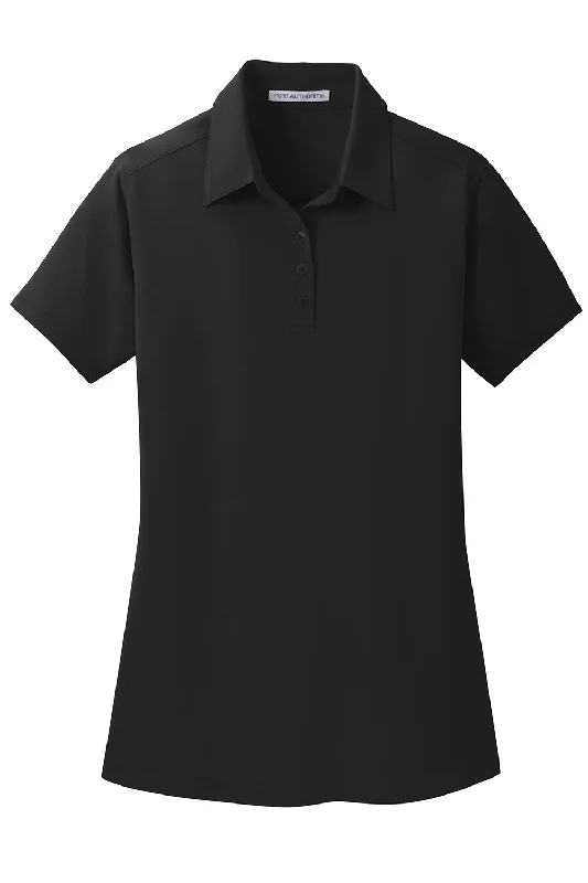 Port Authority Womens Dimension Moisture Wicking Short Sleeve Polo Shirt - Black