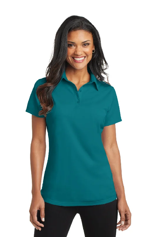 Port Authority Womens Dimension Moisture Wicking Short Sleeve Polo Shirt - Dark Teal Green