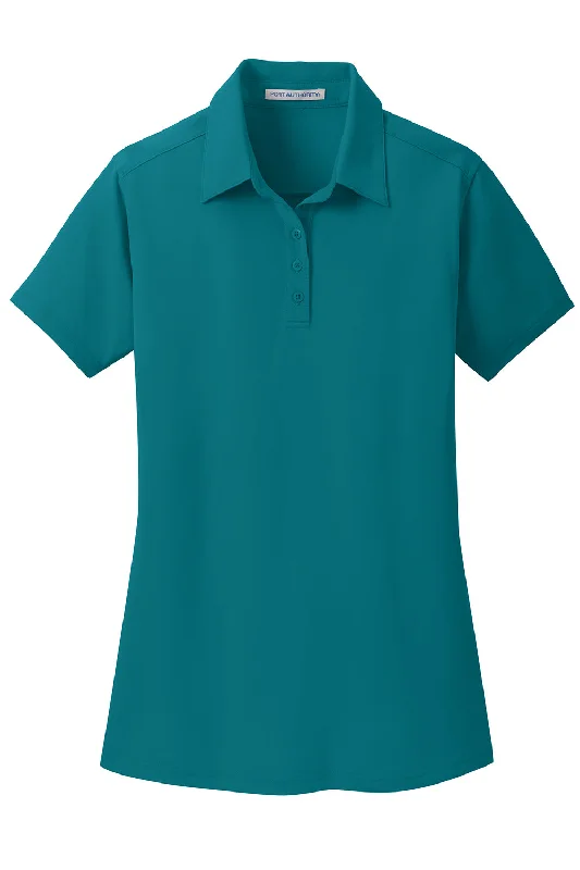 Port Authority Womens Dimension Moisture Wicking Short Sleeve Polo Shirt - Dark Teal Green