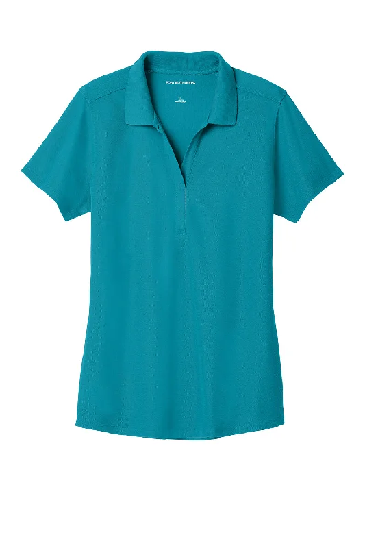 Port Authority Womens EZPerformance Moisture Wicking Short Sleeve Polo Shirt - Teal Blue