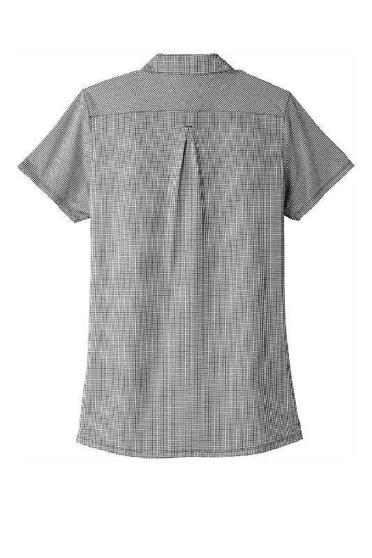 Port Authority Womens Gingham Moisture Wicking Short Sleeve Polo Shirt - Black/White