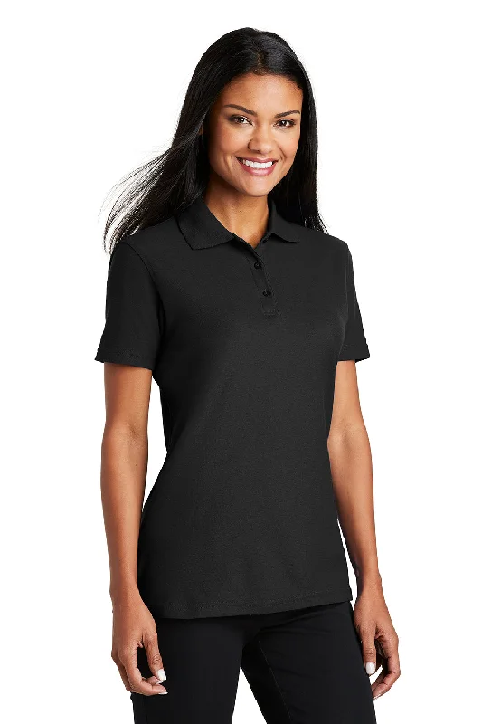 Port Authority Womens Moisture Wicking Short Sleeve Polo Shirt - Black