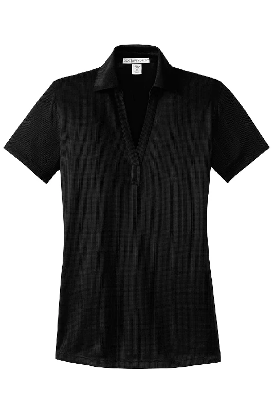 Port Authority Womens Performance Moisture Wicking Short Sleeve Polo Shirt - Black