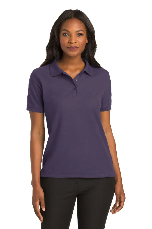 Port Authority Womens Silk Touch Wrinkle Resistant Short Sleeve Polo Shirt - Eggplant Purple