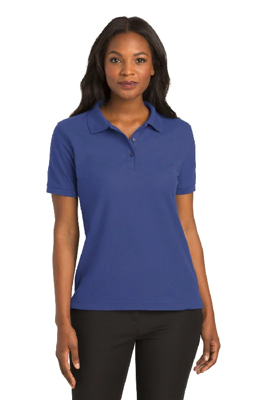 Port Authority Womens Silk Touch Wrinkle Resistant Short Sleeve Polo Shirt - Mediterranean Blue