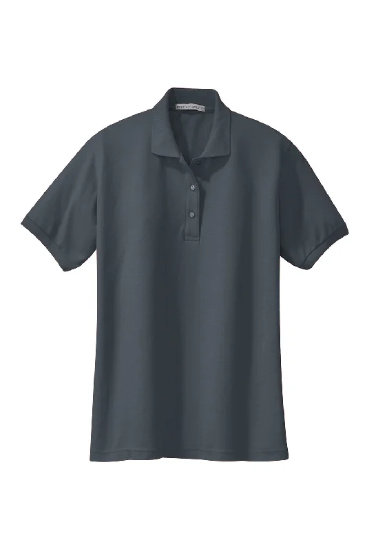 Port Authority Womens Silk Touch Wrinkle Resistant Short Sleeve Polo Shirt - Steel Grey