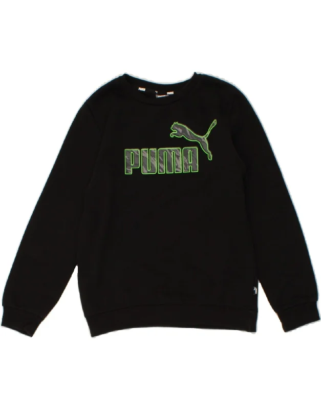 PUMA Boys Graphic Sweatshirt Jumper 11-12 Years Black Cotton