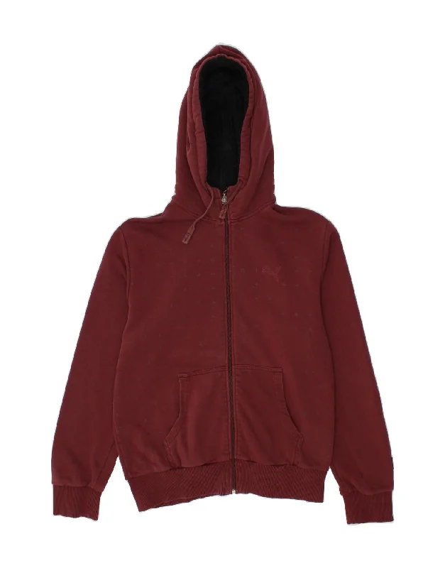 PUMA Mens Zip Hoodie Sweater Medium Burgundy Spotted